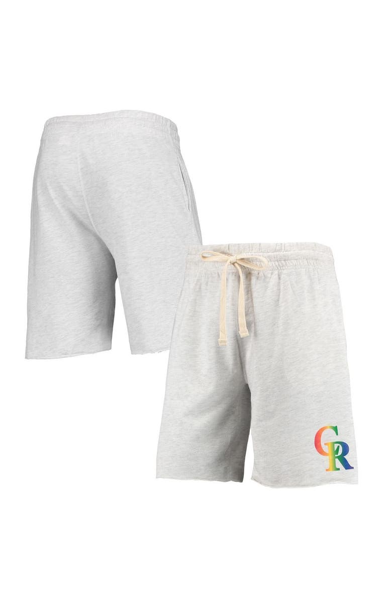 CONCEPTS SPORT Men's Concepts Sport Oatmeal Colorado Rockies Mainstream Logo Terry Tri-Blend Shorts, Alternate, color, Oatmeal