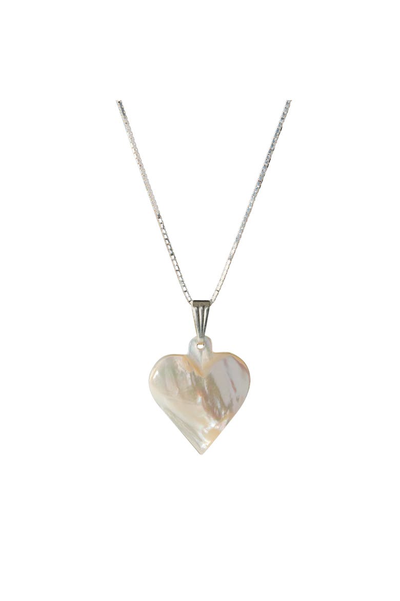 Mother of Pearl Heart Pendant Necklace, Main, color, White/Natural