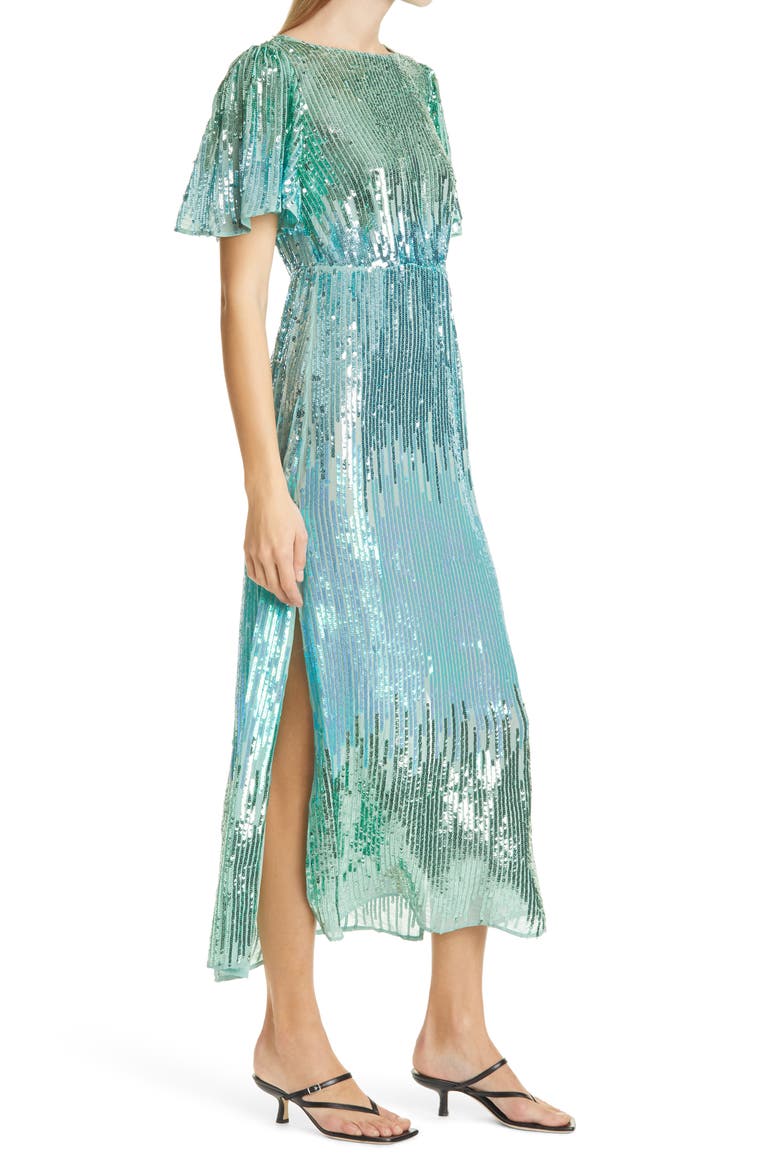 Ombré Sequin Dress, Alternate, color, MINT GREEN
