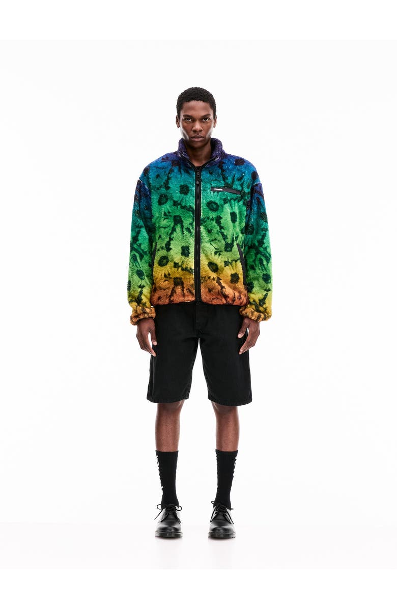 vowels Printed Fleece Jacket, Alternate, color, Multi