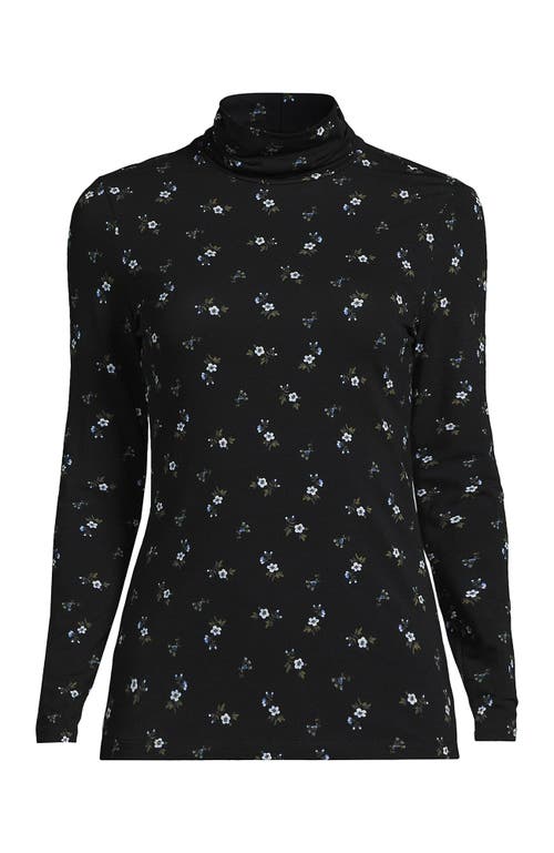 Lands' End Lightweight Jersey Skimming Long Sleeve Turtleneck In Black