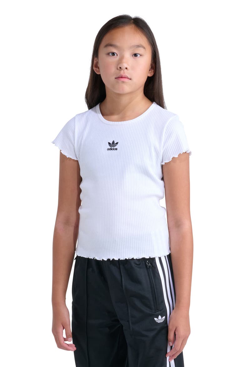 Kids' Lettuce Edge Cotton Rib T-Shirt, Alternate, color, WHITE