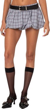 EDIKTED Plaid Bubble Microskort