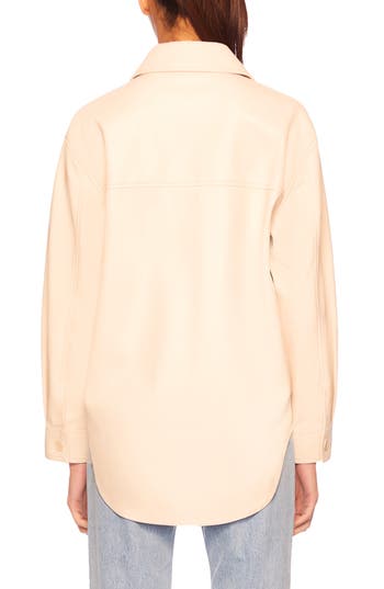 Susana Monaco Faux Leather Shacket In Blanched Almond
