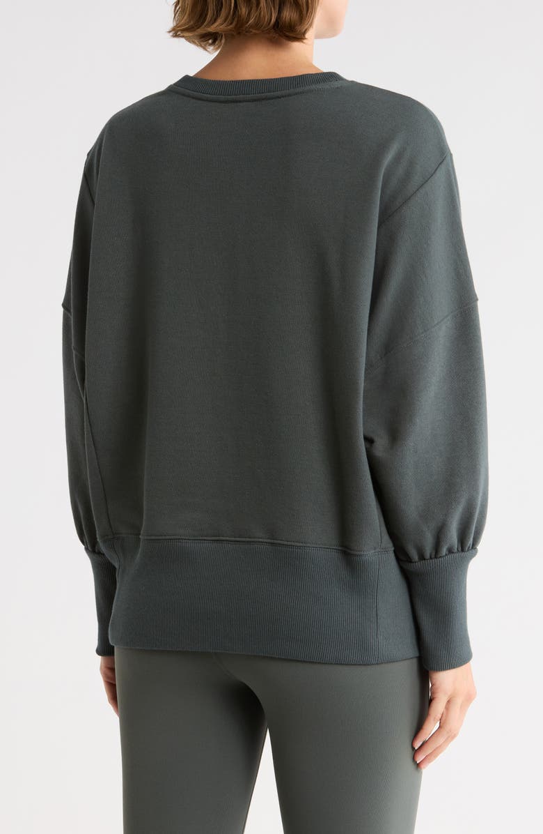 Z by Zella Wind Down Terry Volume Crewneck Sweatshirt, Alternate, color, Green Urban