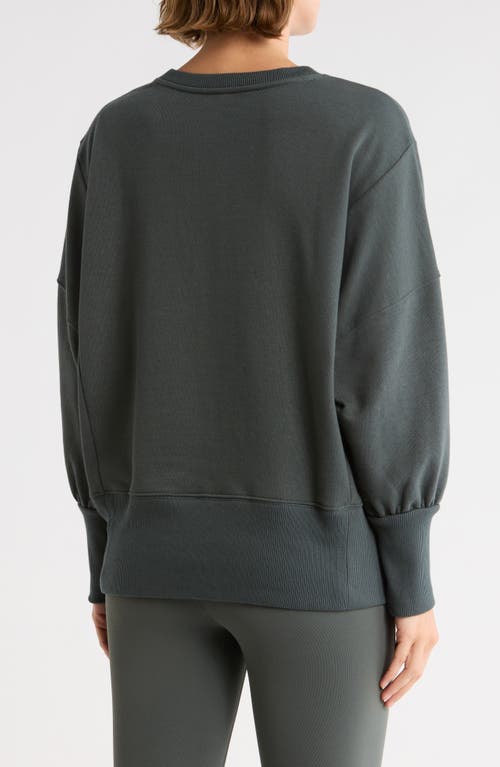 Z By Zella Wind Down Terry Volume Crewneck Sweatshirt In Green