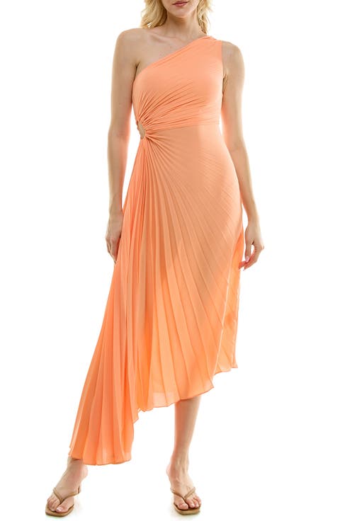 One Shoulder Pleat Midi Dress