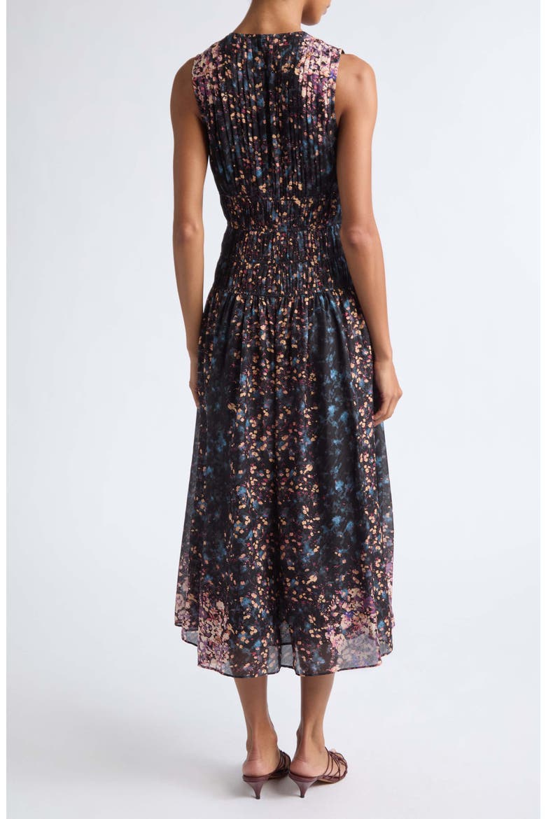 Sylvie Floral Sleeveless Silk Dress, Alternate, color, ECLIPSE