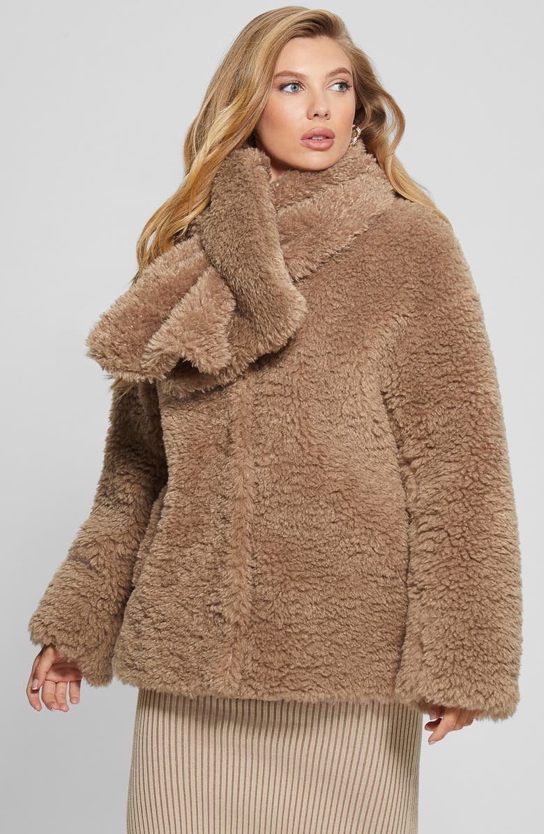 GUESS Rebecca Faux Fur Coat, Alternate, color, 