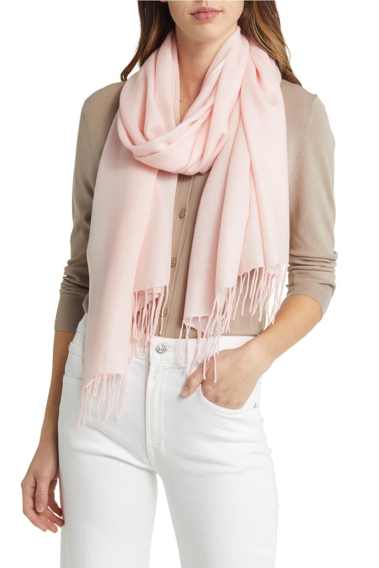 Tissue Weight Wool & Cashmere Scarf, Main, color, PINK BALLET