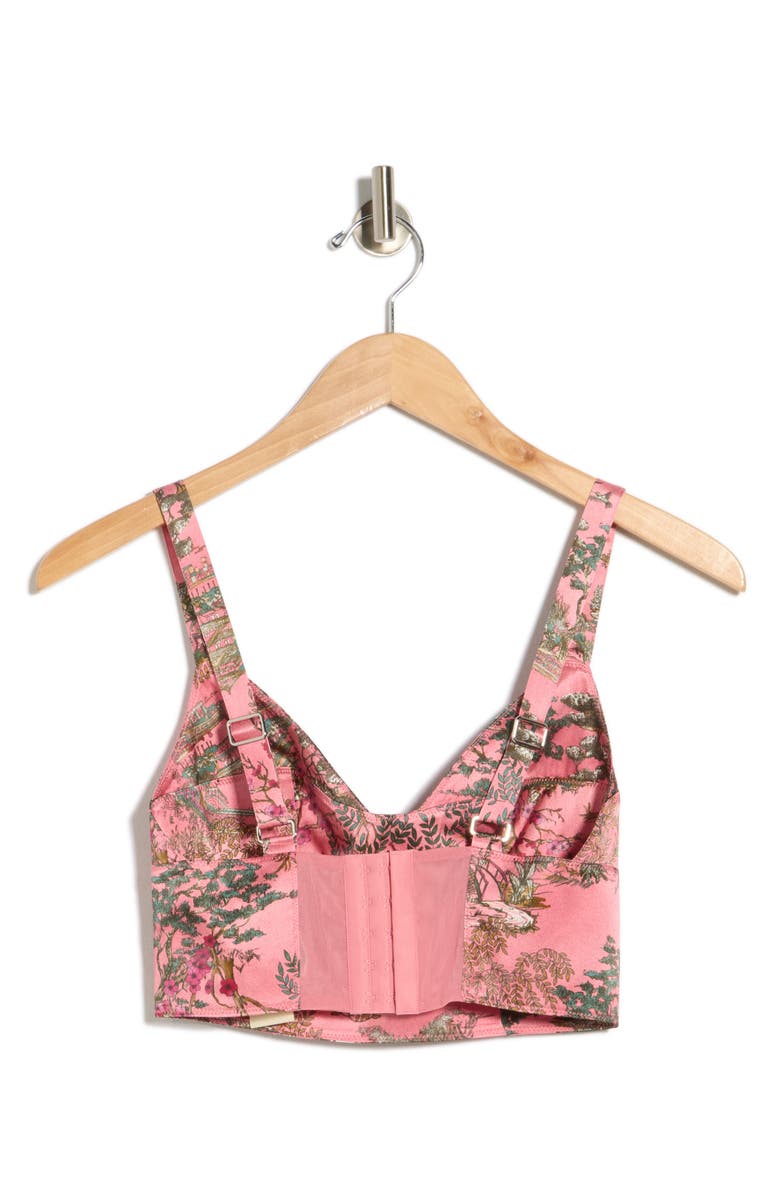 L'AGENCE Kanata Bralette Crop Top, Alternate, color, Mauve Multi Kesi Print