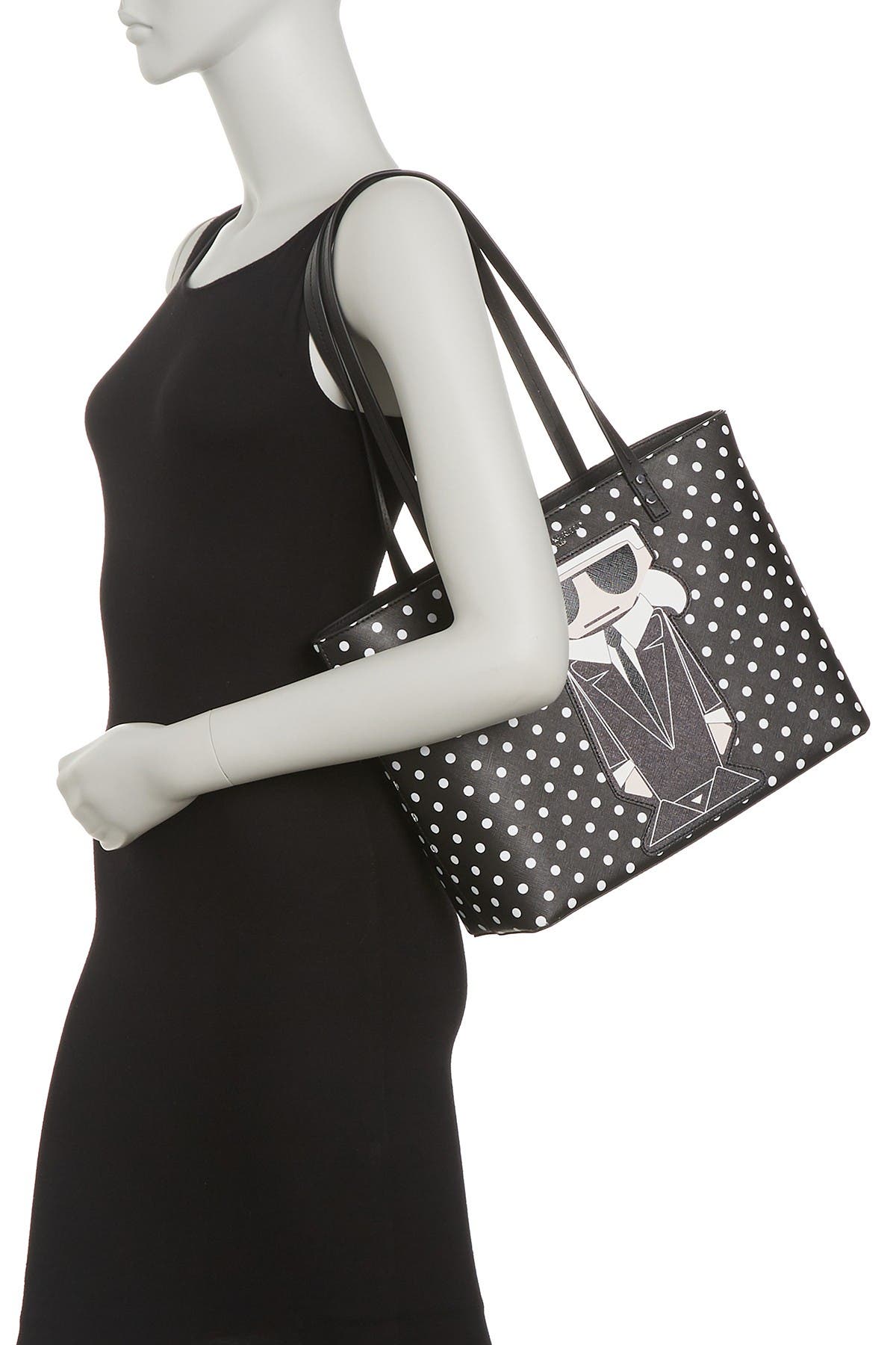 KARL LAGERFELD PARIS Maybelle Leather Printed Tote, Alternate, color, 