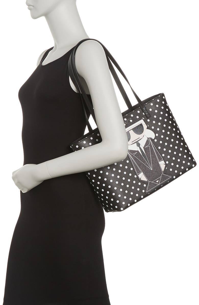 KARL LAGERFELD PARIS Maybelle Leather Printed Tote, Alternate, color,