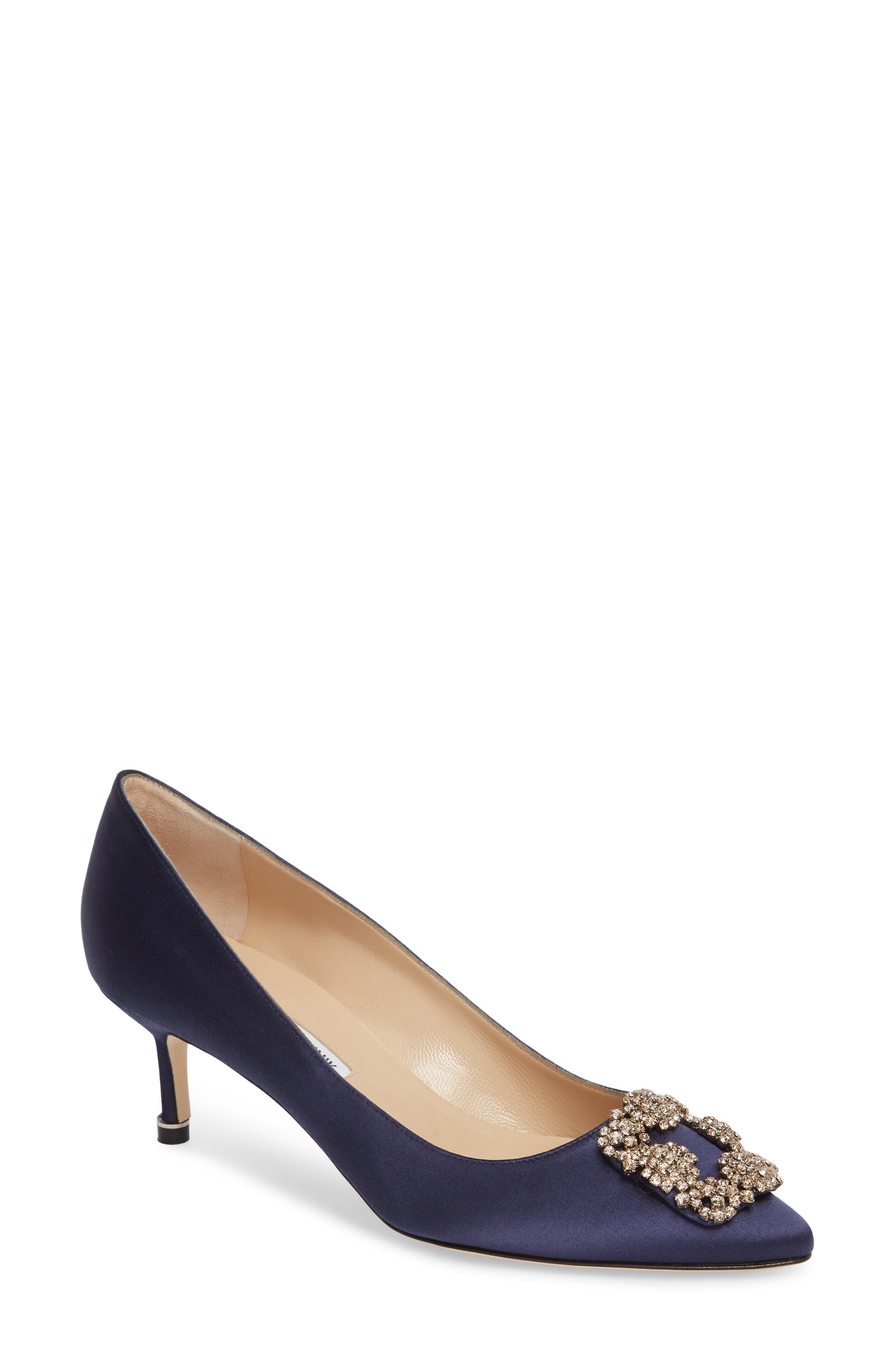 Manolo Blahnik Hangisi Crystal Embellished Pointed Toe Pump, Main, color, 