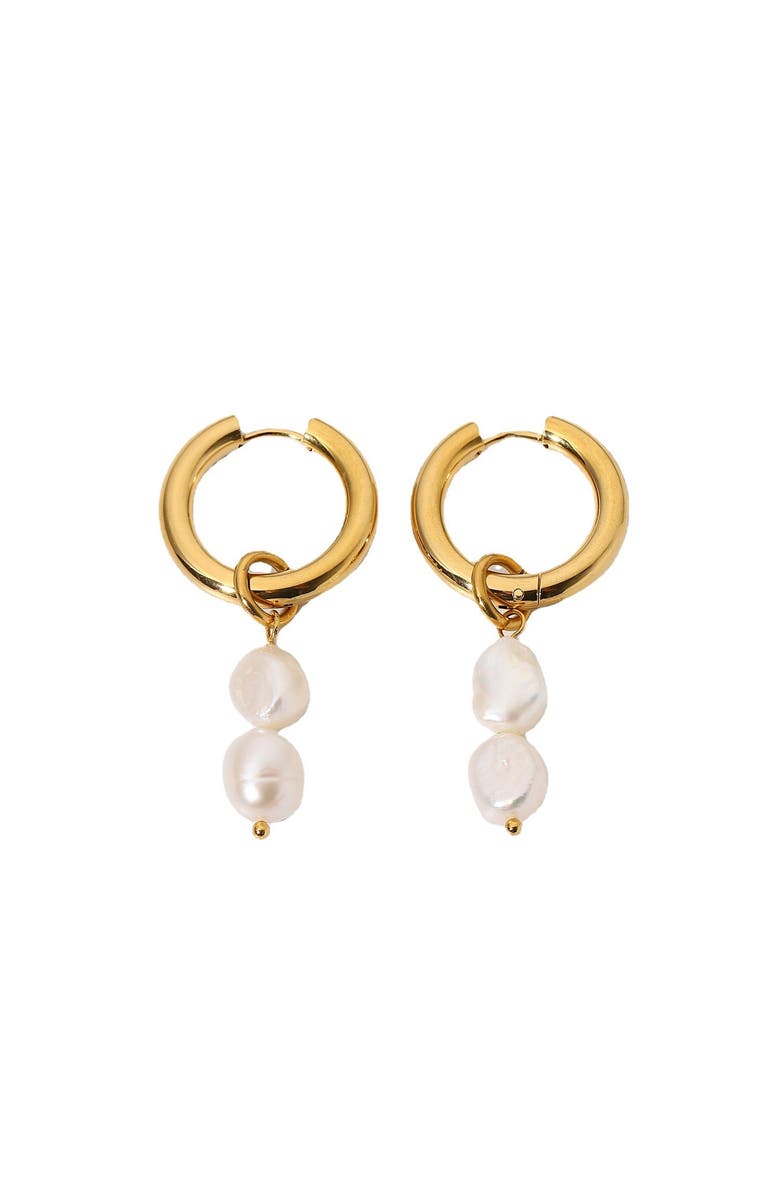 Untamed Petals Zuma Freshwater Pearl Hoops, Main, color, Gold