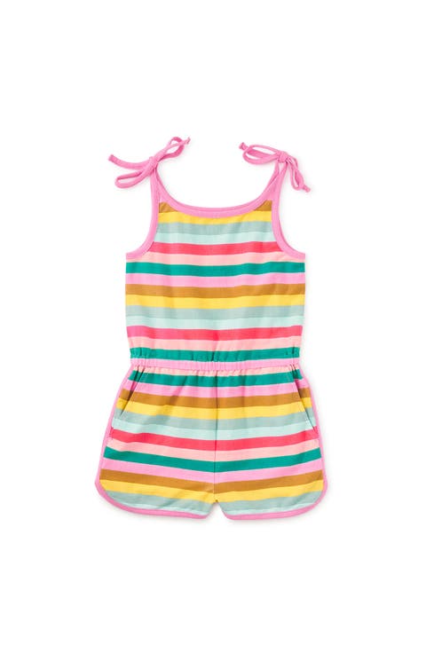 Tie Shoulder Sporty Romper (Toddler, Little Kid, Big Kid)