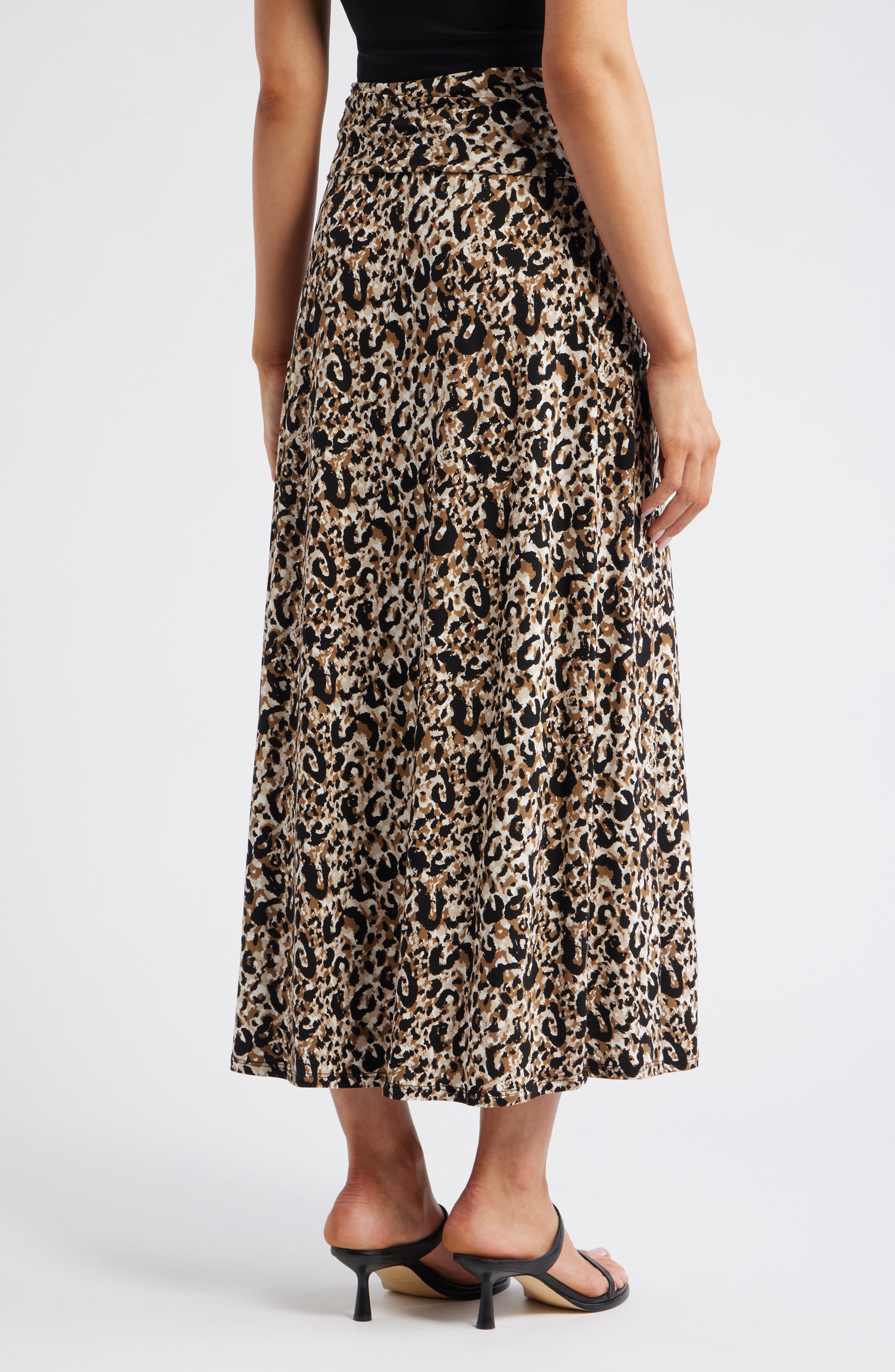 Roll Top Leopard Print Maxi Skirt - image 2