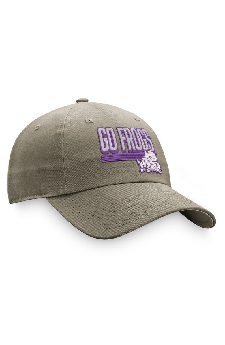 TOP OF THE WORLD Men's Top of the World Khaki TCU Horned Frogs Slice Adjustable Hat, Alternate, color, 