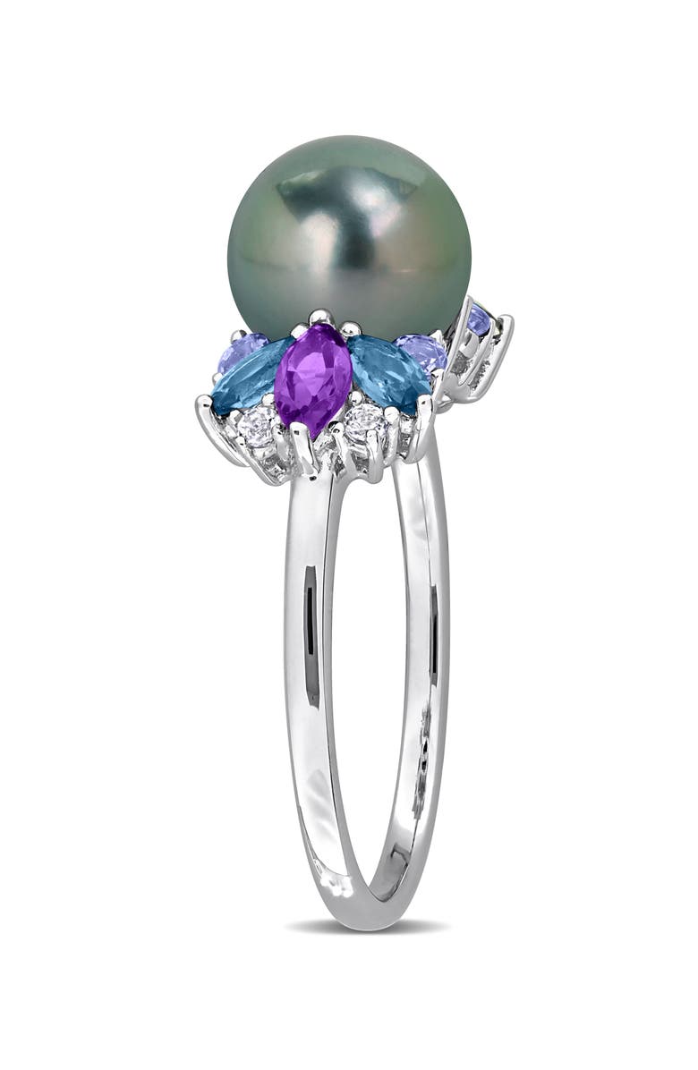 DELMAR 8-8.5mm Cultured Tahitian Pearl Cluster Ring, Alternate, color, Tahitian Pearl