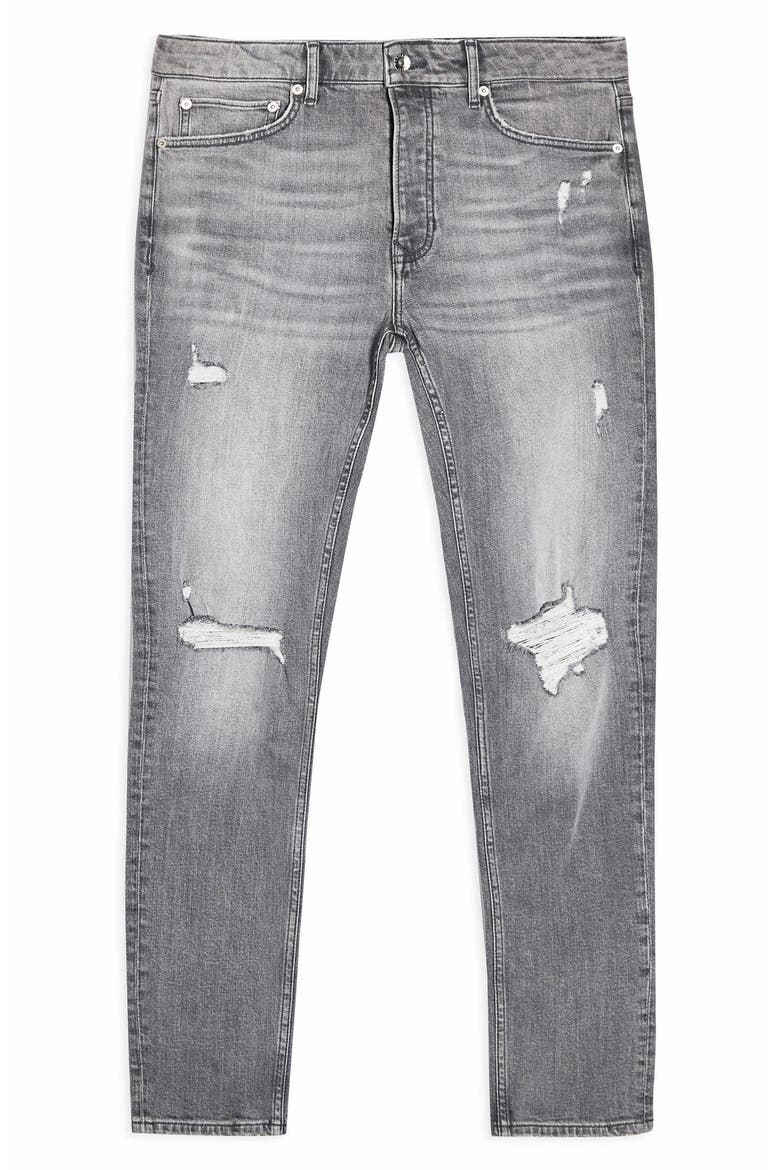 Ripped Skinny Fit Jeans, Alternate, color, GREY