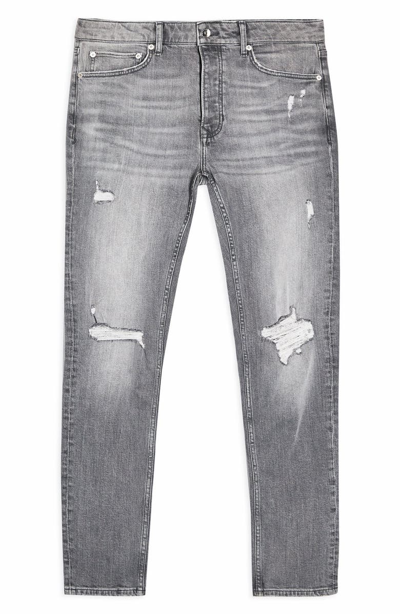 Topman Ripped Skinny Fit Jeans, Alternate, color, 