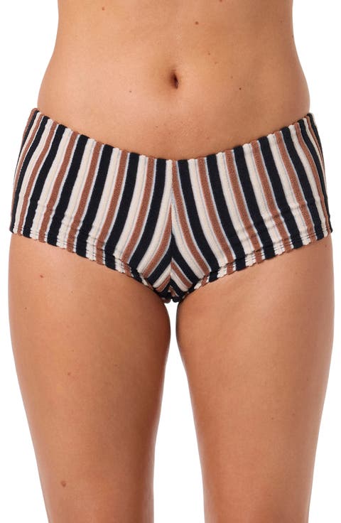 Sand Dollar Stripe Surf's Up Boyshort Bikini Bottoms
