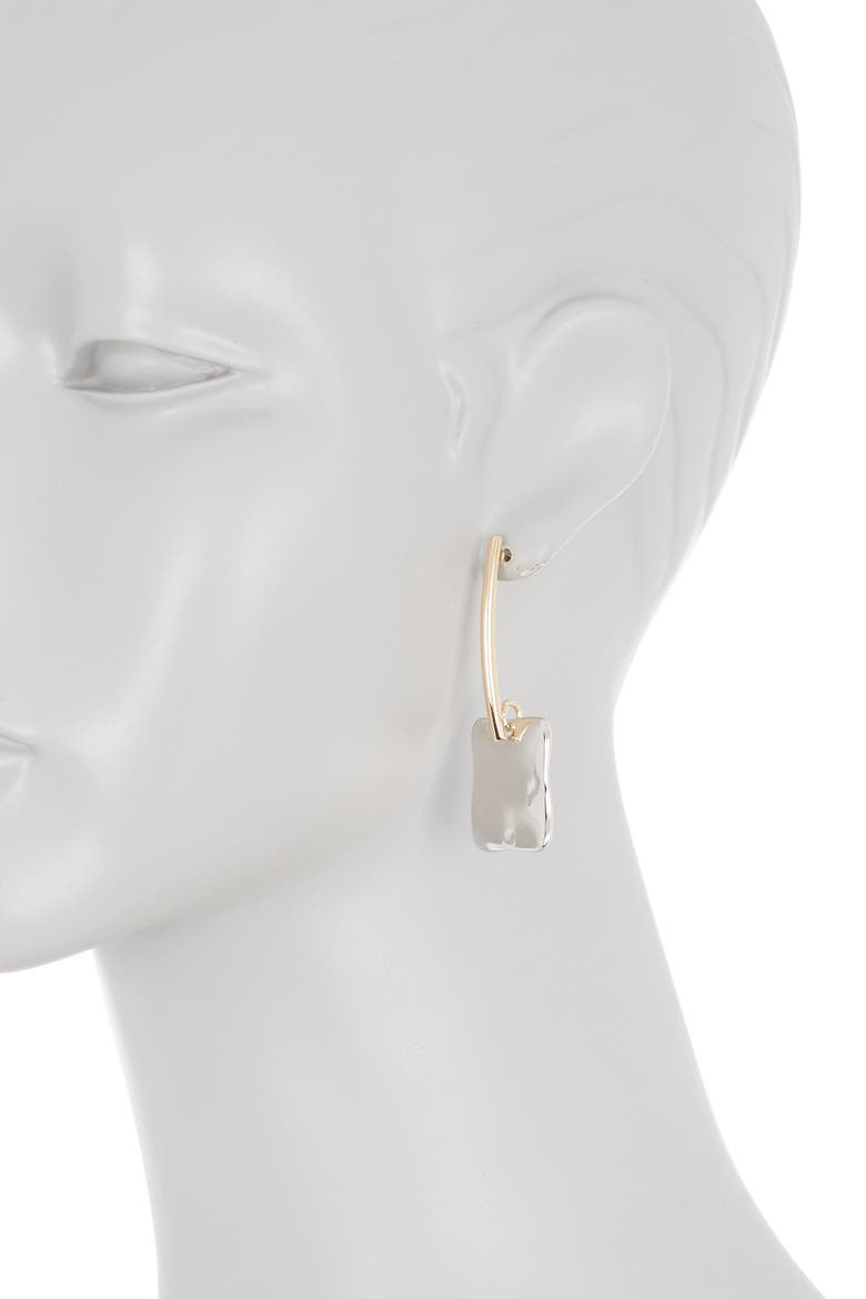 Two-Tone Molten Rectangle Drop Earrings, Alternate, color, RHODIUM- GOLD