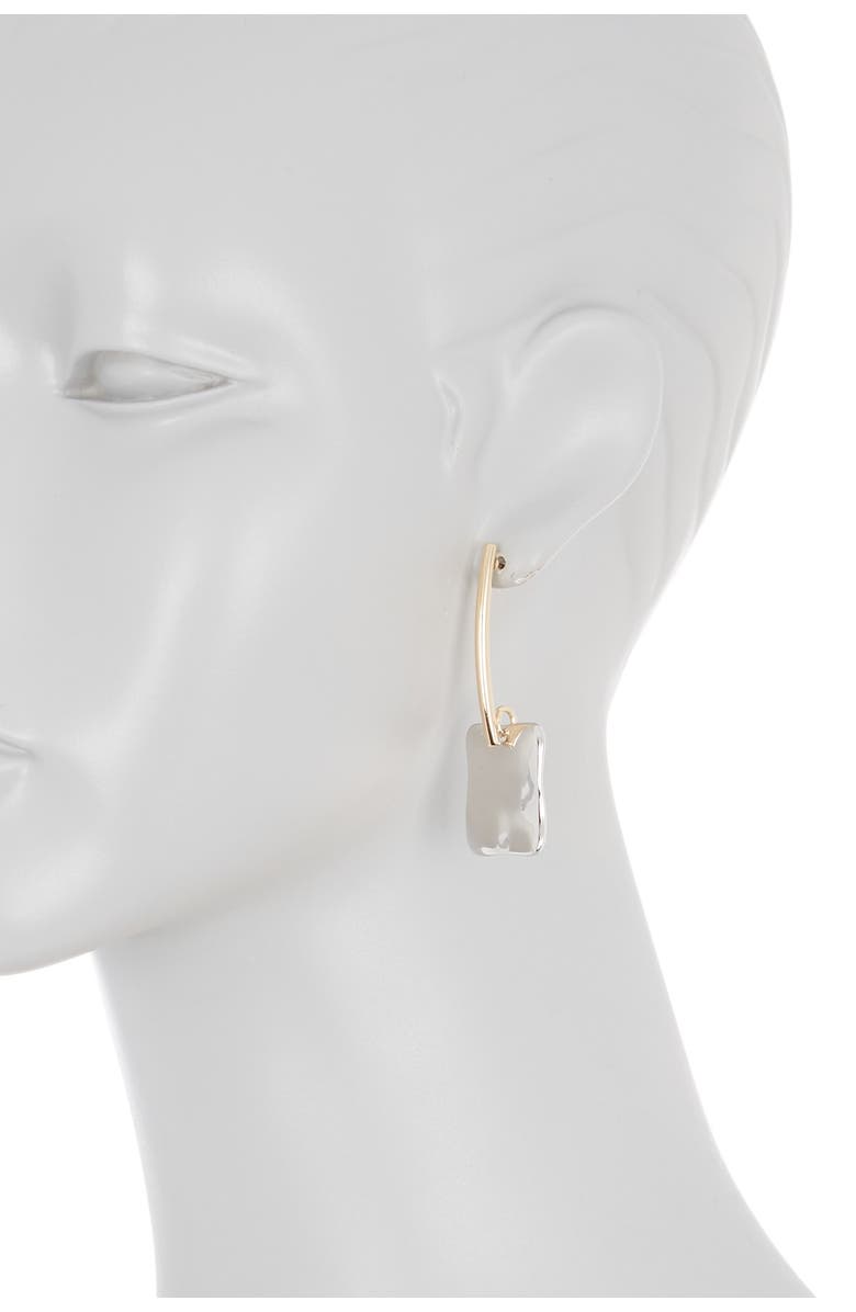 Nordstrom Two-Tone Molten Rectangle Drop Earrings, Alternate, color, Rhodium- Gold