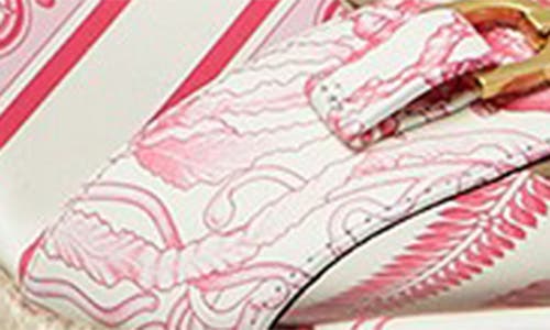 Versace Embellished Printed Leather Espadrille Wedge Sandals In Pink