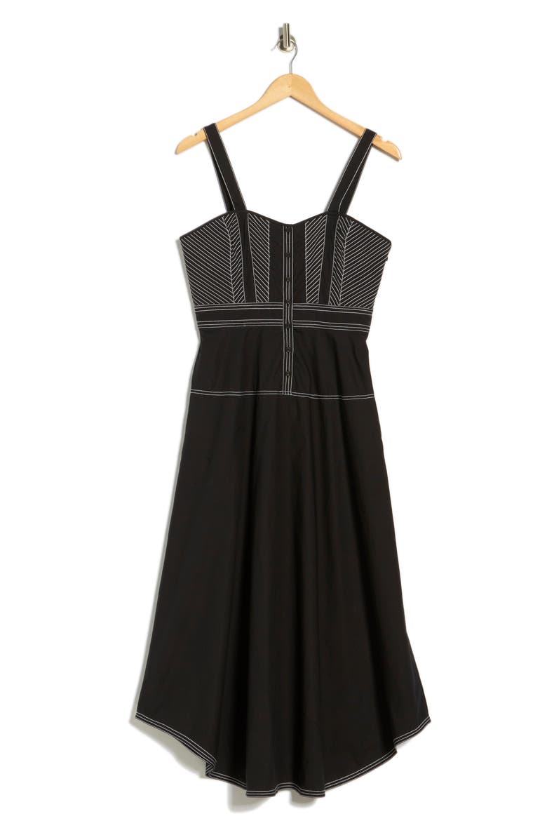 Devi Topstitch Midi Dress, Alternate, color, BLACK WHITE