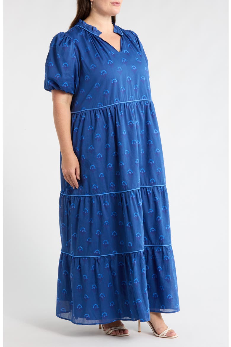 Briza Medallion Renley Tiered Maxi Dress, Alternate, color, TEAL-BLUE