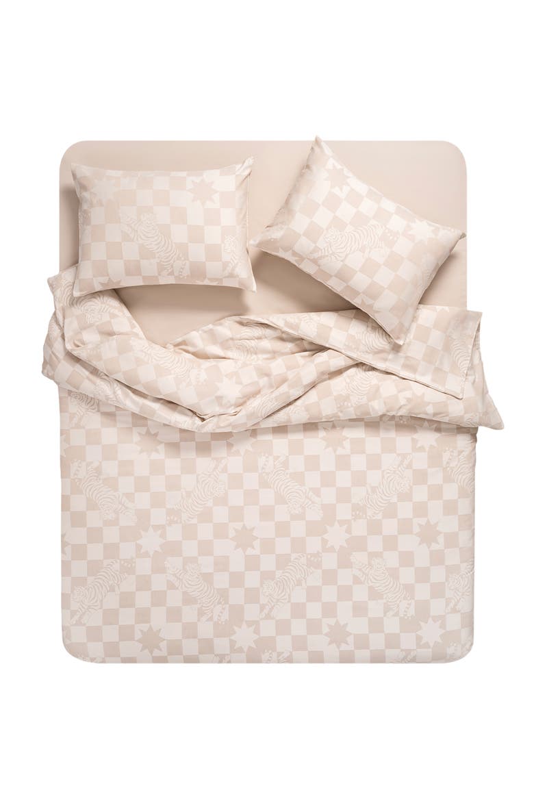 Costa Jacquard Woven Cotton King Duvet Cover Set, Alternate, color, Beige