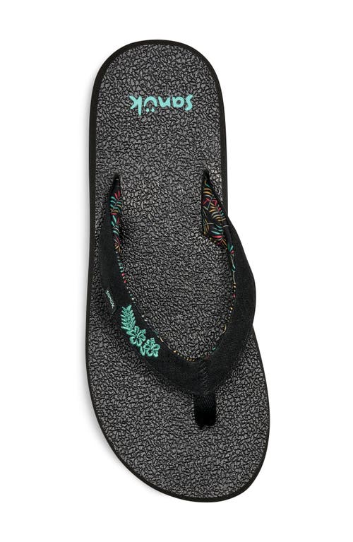 Sanuk Yoga Paradise Ii Flip Flop In Black Paradise Palms