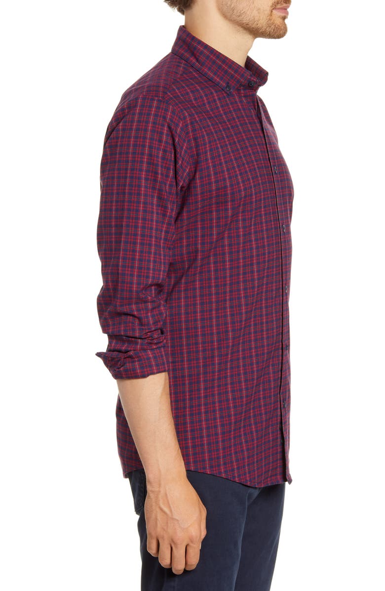 Mizzen+Main Wallace Trim Fit Plaid Flannel Button-Down Performance Shirt, Alternate, color, 