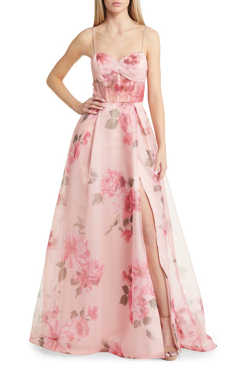 NEXT UP Floral Corset A-Line Ballgown, Main, color, 