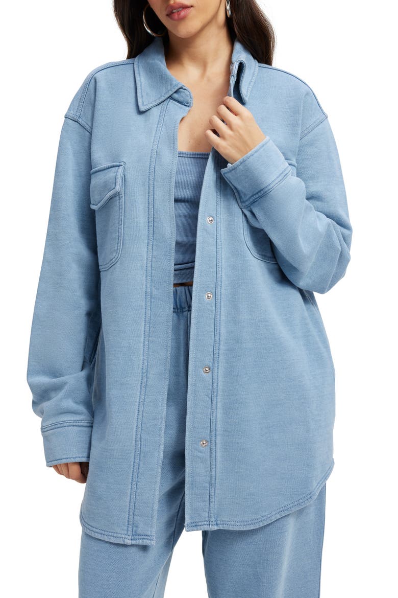 Jeanius Oversize Terry Shacket, Main, color, INDIGO376