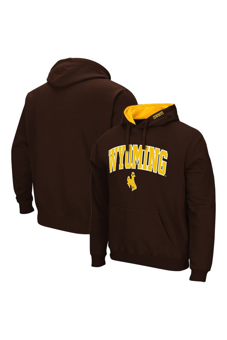 Men's Colosseum Brown Wyoming Cowboys Arch and Logo Pullover Hoodie, Main, color, Brown