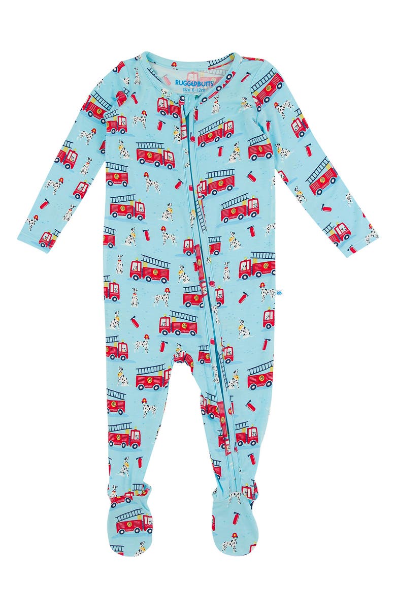 RuggedButts Paws to the Rescue Fitted One-Piece Pajamas, Main, color, Blue