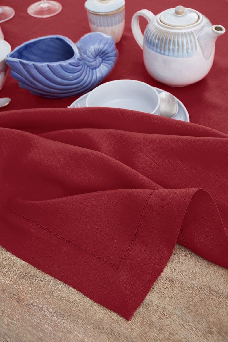 Linen Tablecloth - Classic Hemstitch, Alternate, color, Red