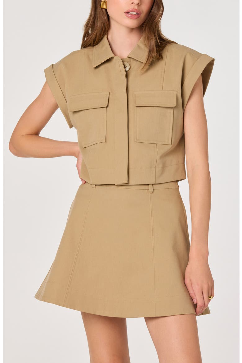 Cairn Placket Button-Up Crop Top, Main, color, KHAKI