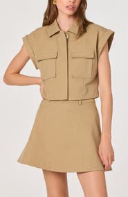 ASTR the Label Cairn Placket Button-Up Crop Top