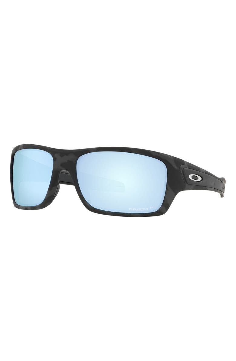 Oakley Turbine 65mm Polarized Oversize Square Sunglasses, Alternate, color, Rubber Black