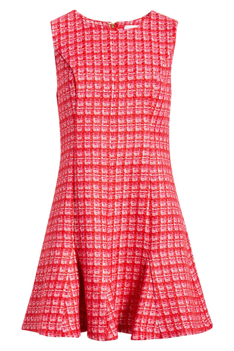 Enya Bouclé Fit & Flare Dress, Alternate, color, CRANBERRY RED FIESTA BOUCLE