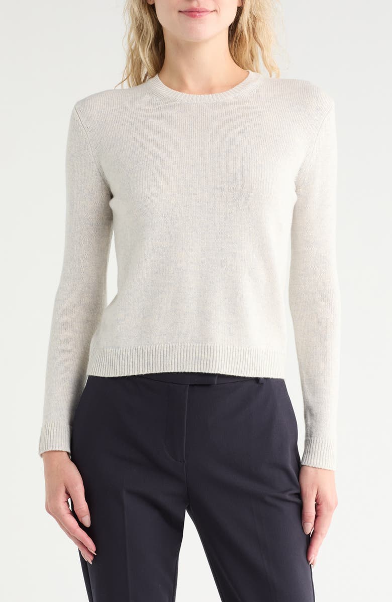 TWP Jill Crewneck Cashmere Sweater, Main, color, White Heather Grey