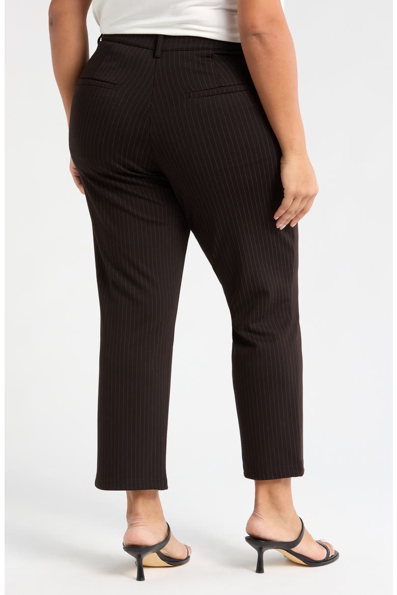 High Waist Stretch Ponte Cigarette Pants, Alternate, color, SLATE PINSTRIPE