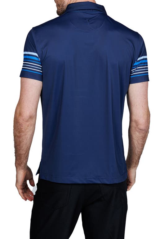 Tailorbyrd Engineered Stripe Performance Polo In Blue
