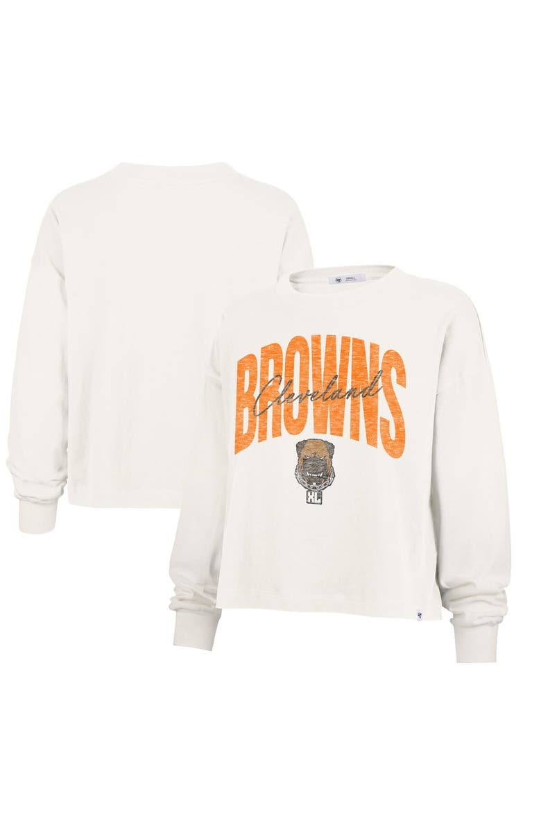 '47 Women's '47 Cream Cleveland Browns Dawg Pound XL Muse Sydney Long Sleeve T-Shirt, Main, color, 