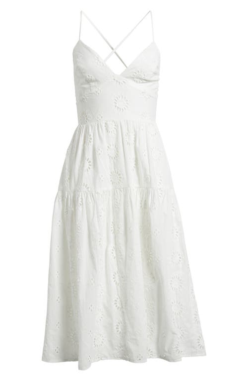 City Studio Eyelet Embroidery A-line Midi Dress In Ivory