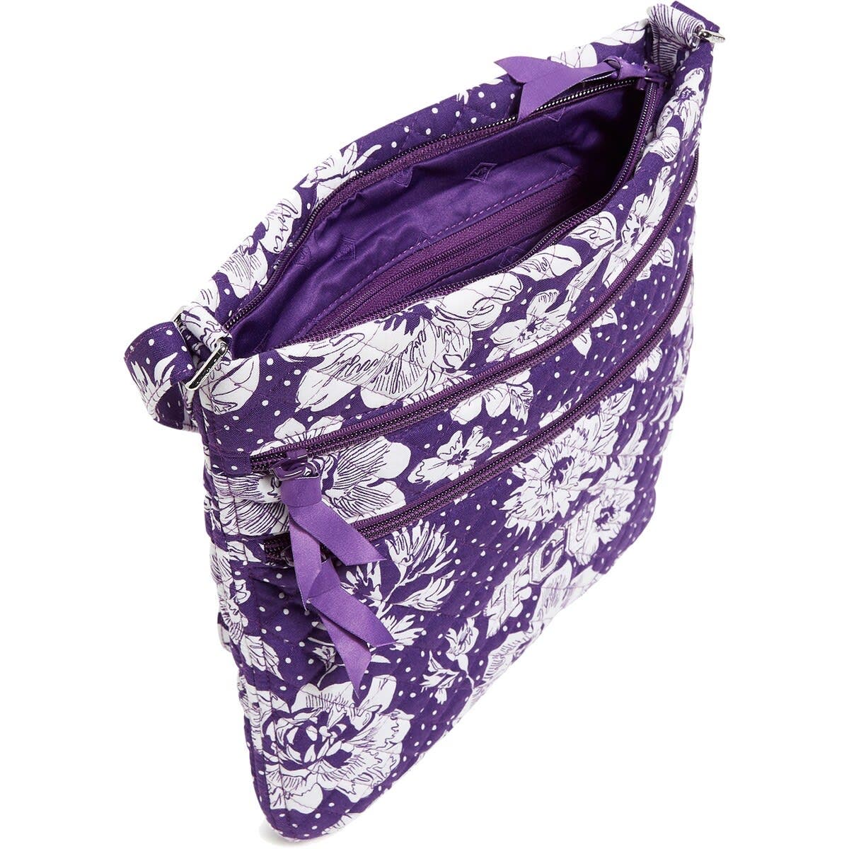 VERA BRADLEY TCU Horned Frogs Rain Garden Triple-Zip Hipster Crossbody Bag, Alternate, color, Purple