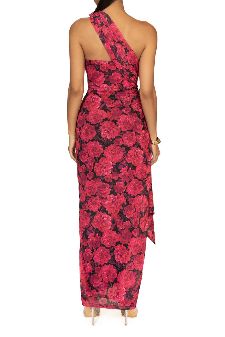 Villa Rosa One-Shoulder Stretch Mesh Dress, Alternate, color, PINK